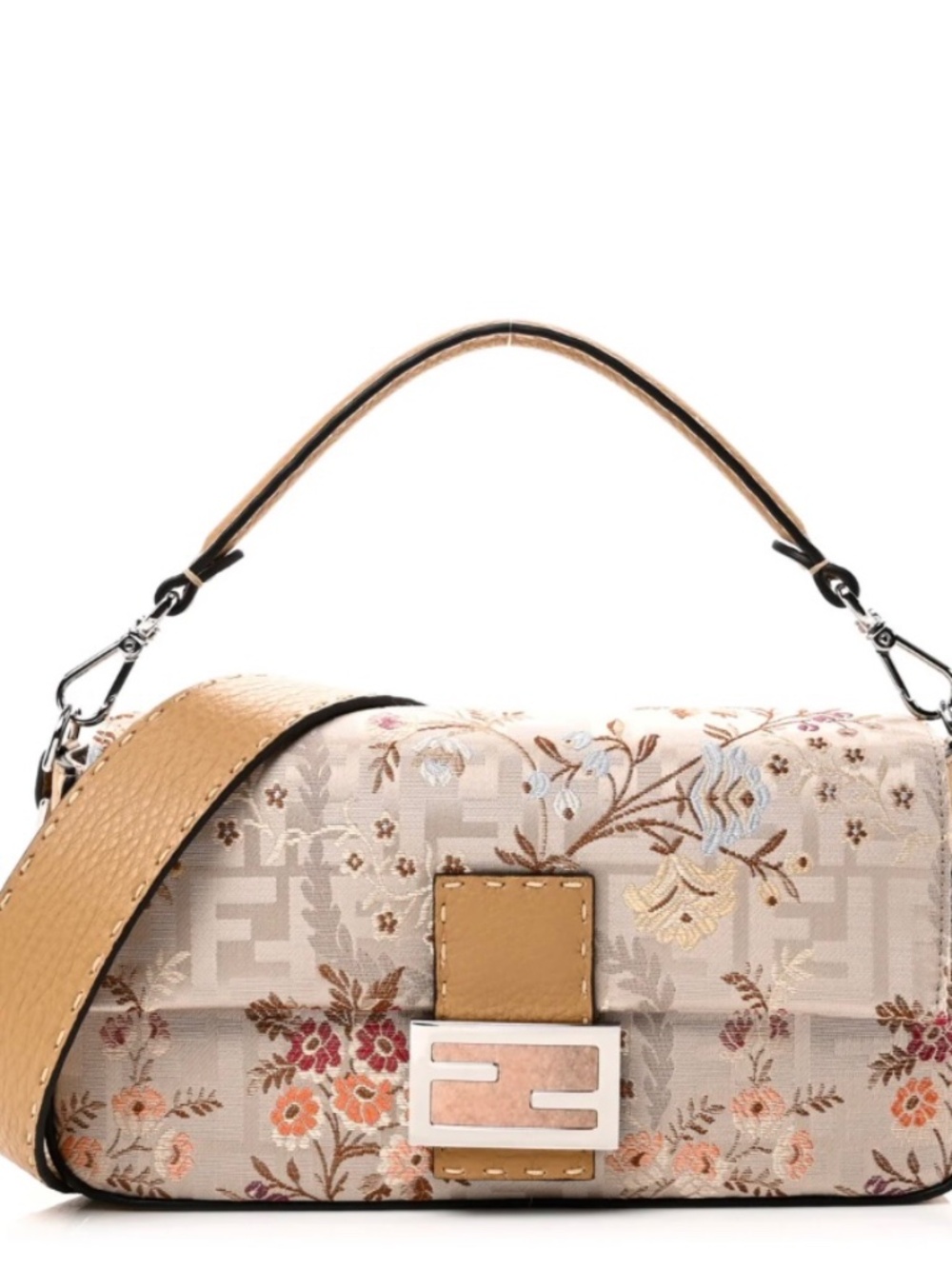 Rare FENDI Hand in Hand Campania Baguette Real Seta Silk Pink Rhodonite 1 of 20